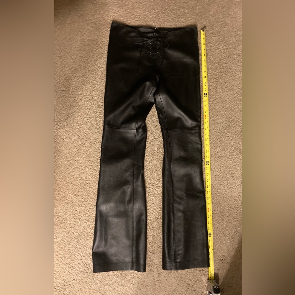 bebe Black Leather Low-Rise Lace-Up Bootcut Pants | Y2K | Size 8 - Picture 9 of 14